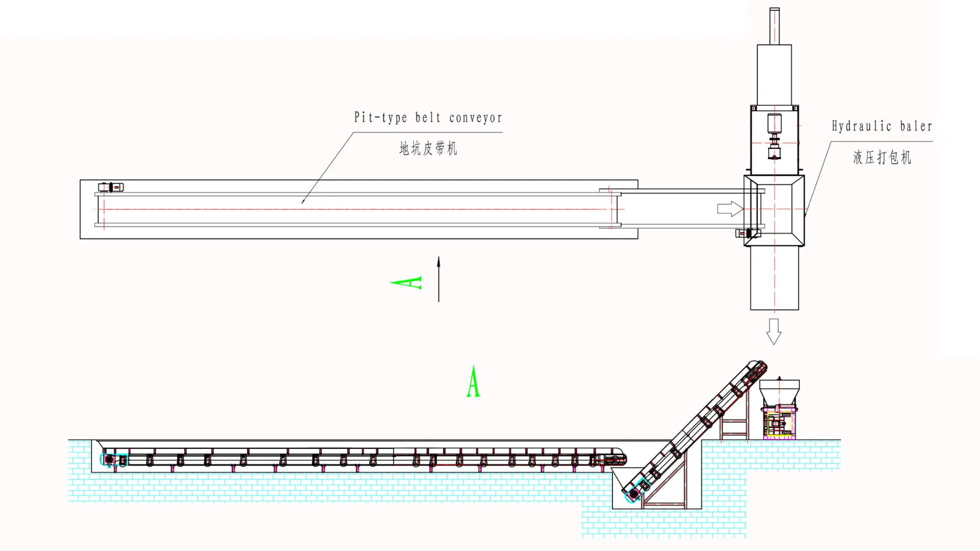 Desenhos CAD da máquina enfardadeira horizontal