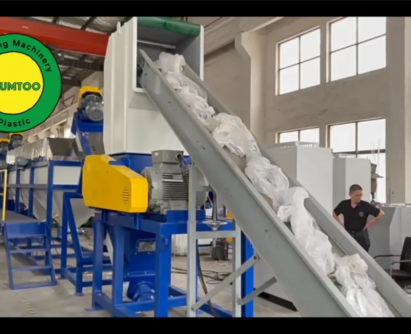 Plastic recycling machinery in factory