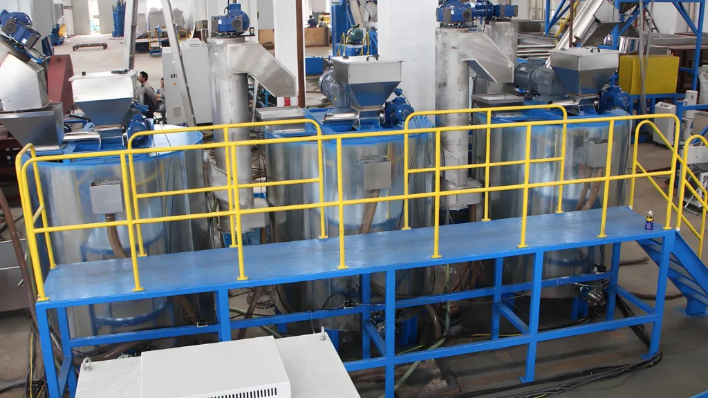 Industrial machinery and safety railings in factory setting