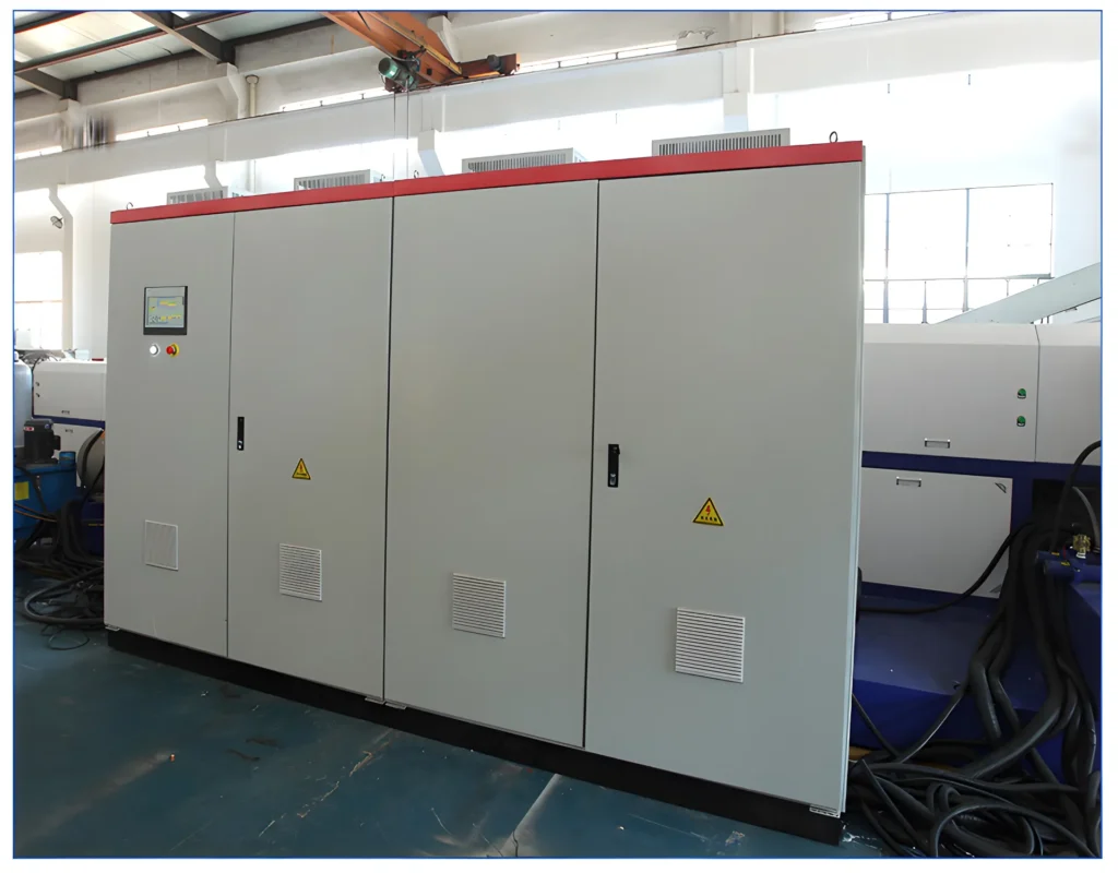 Large industrial electrical control cabinet in factory