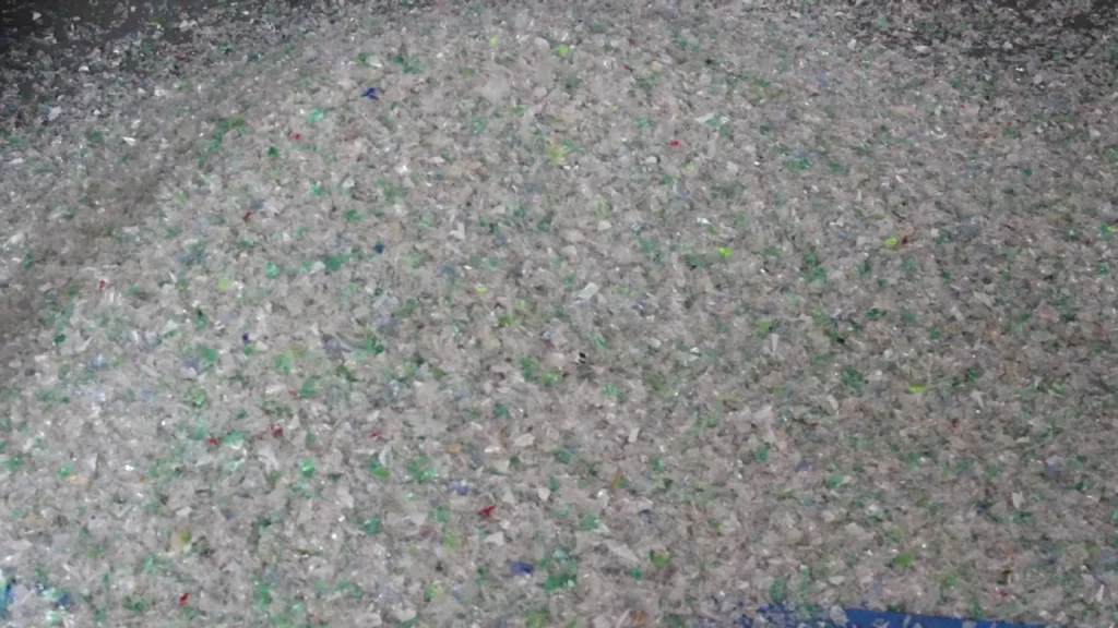 Crushed glass particles with colorful specks