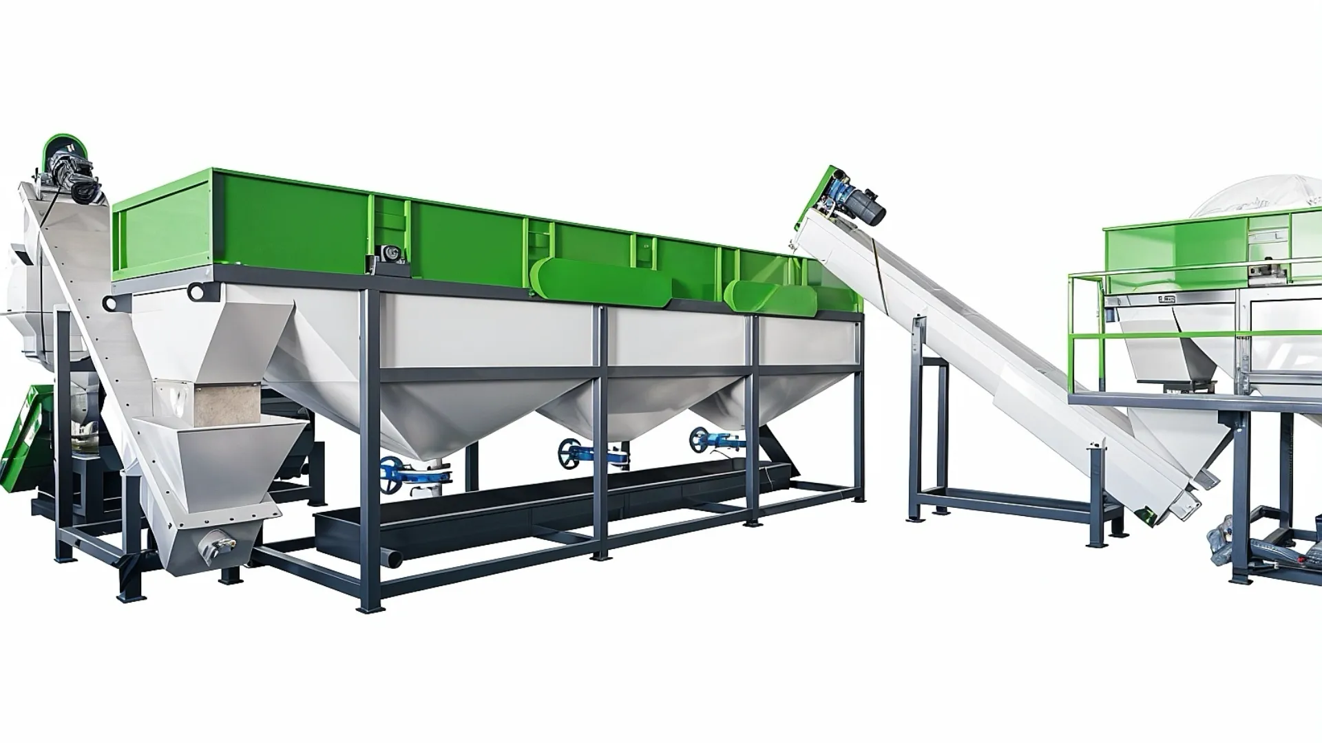 Industrial recycling washing line for BOPP, woven bags, and PE film processing.